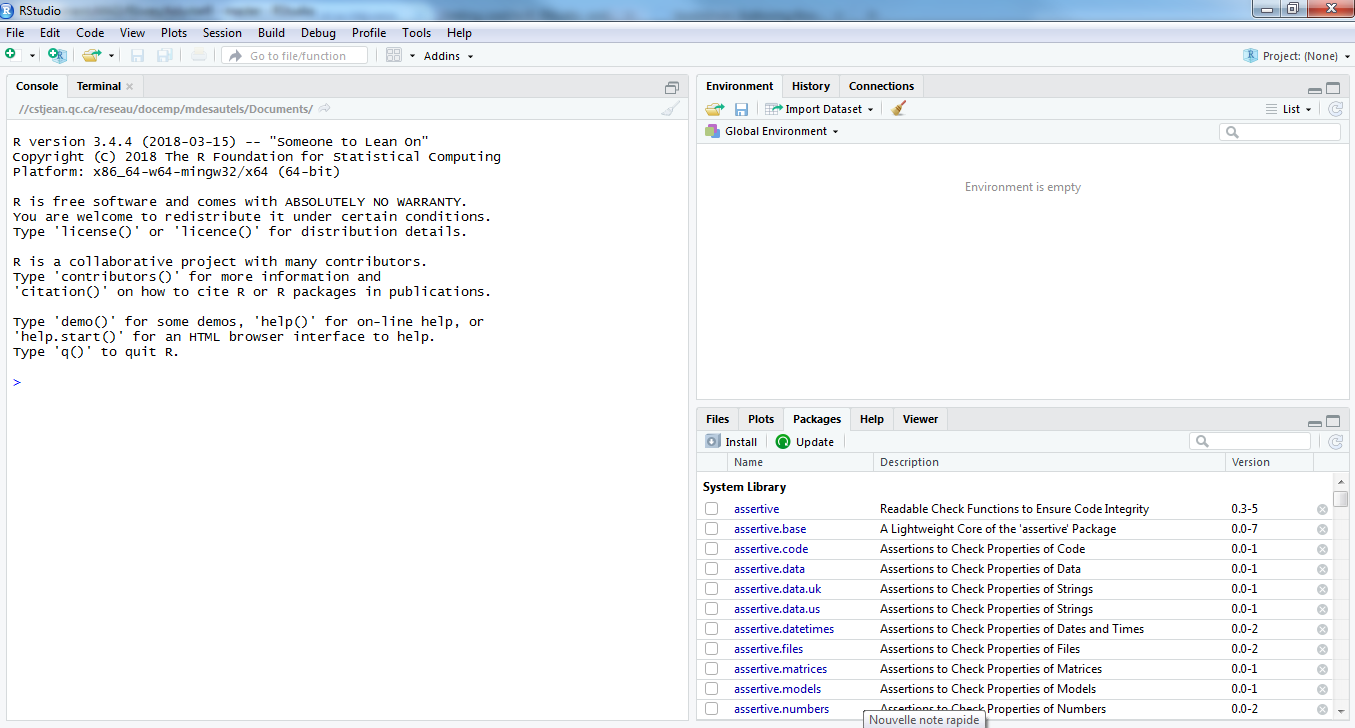L'interface de RStudio
